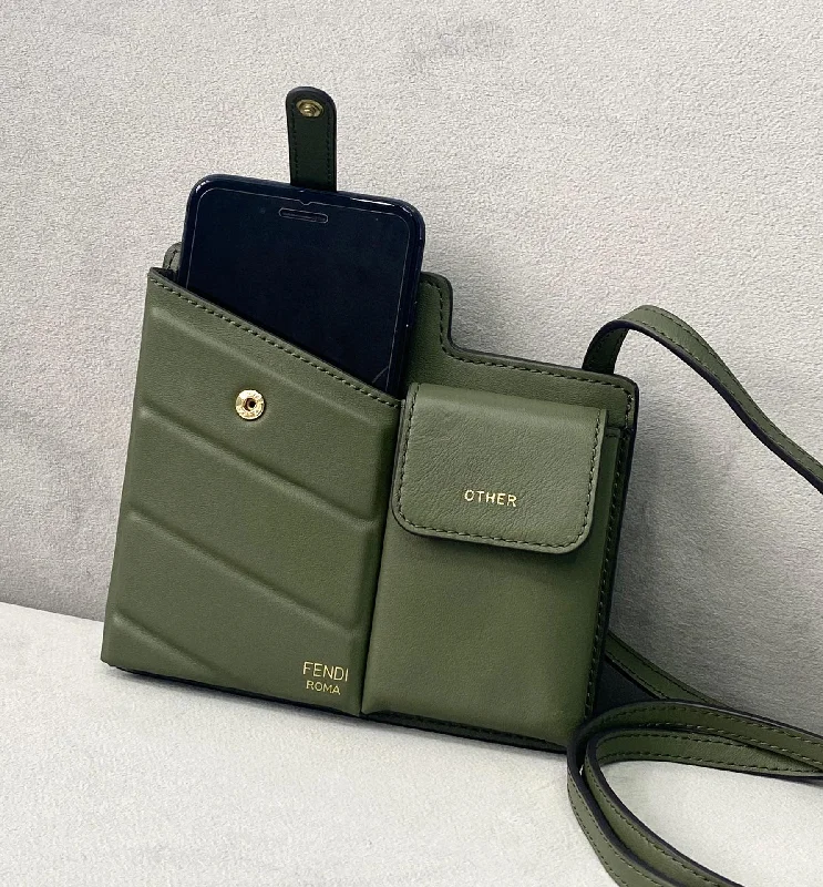 Ladies Fendi Peekaboo bags with gold - toned hardware for a touch of luxuryFendi Bustine 2 Pockets Mini Olive Bag For Woman 16cm/6in