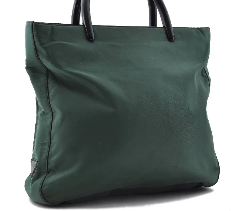 Prada bags with a front - flap pocket for quick access to essentialsAuthentic PRADA Nylon Shoulder Hand Bag Purse Green 2714C