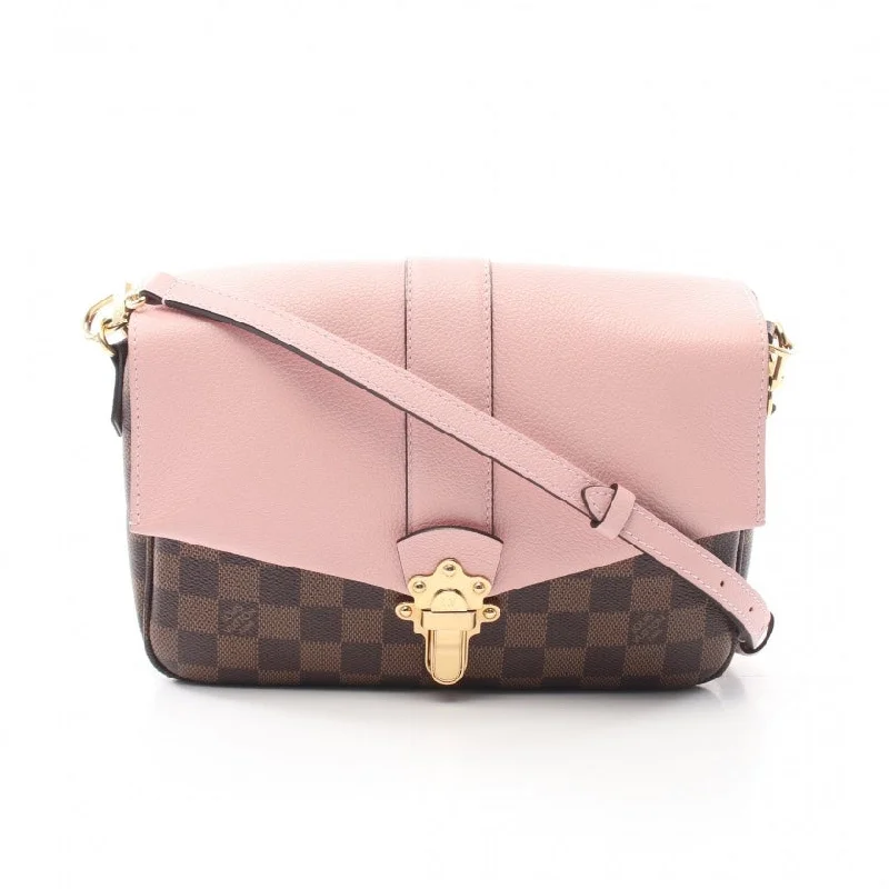 Ladies Louis Vuitton shoulder bags with a wide - width strap for comfortLouis Vuitton Pink Clapton Crossbody Bag Damier and Leather PM