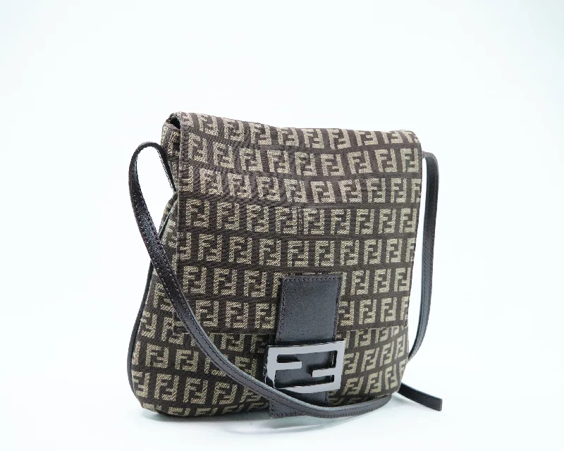 Ladies Fendi Baguette bags with a star - shaped charm for a playful and trendy touchFendi Zucchino Canvas Crossbody Bag - '10s