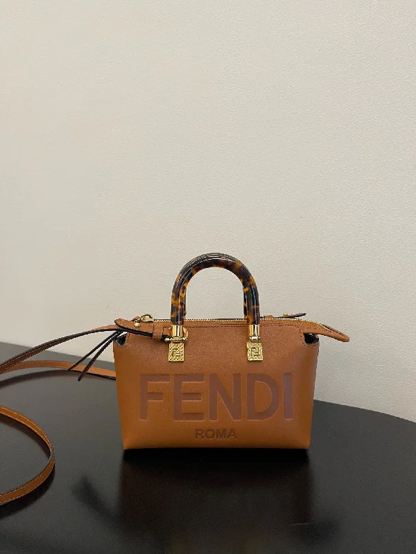 Fendi handbags with a beaded trim for a glamorous and eye - catching lookFendi By The Way Brown Mini Bag For Woman 17cm/6.5in