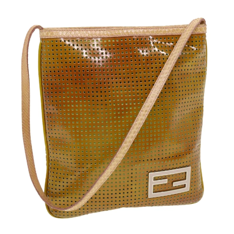 Fendi crossbody bags with a reflective strap for safety during low - light conditionsFENDI Shoulder Bag Patent leather Khaki 2813-26734-008  bs5265