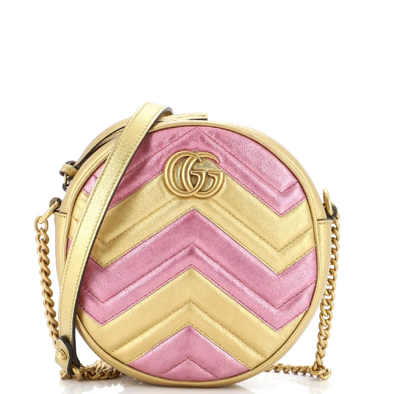 Designer bags with gold hardwareGucci Gg Marmont Round Shoulder Bag