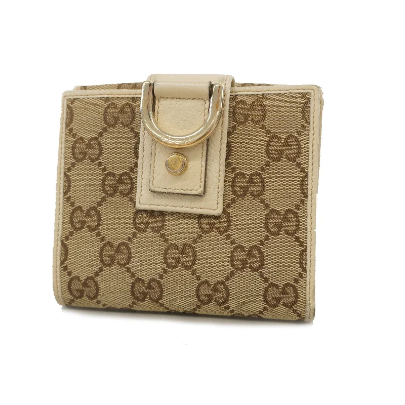 Affordable luxury bags Gucci Bi-fold Wallet 141411 Women's GG Canvas Wallet (bi-fold) Beige