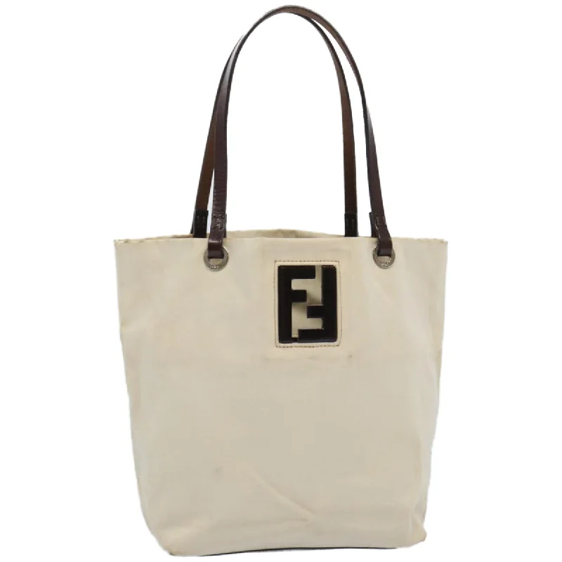 Ladies Fendi shoulder bags with a magnetic - closure flap for easy opening and closingFENDI Tote Bag Canvas Beige  ti1558