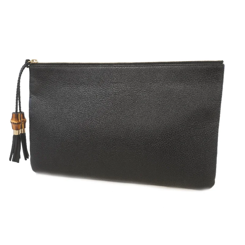 Best-selling designer bags 2025Gucci Clutch Bag Bamboo 449653 Leather Black Gold metal