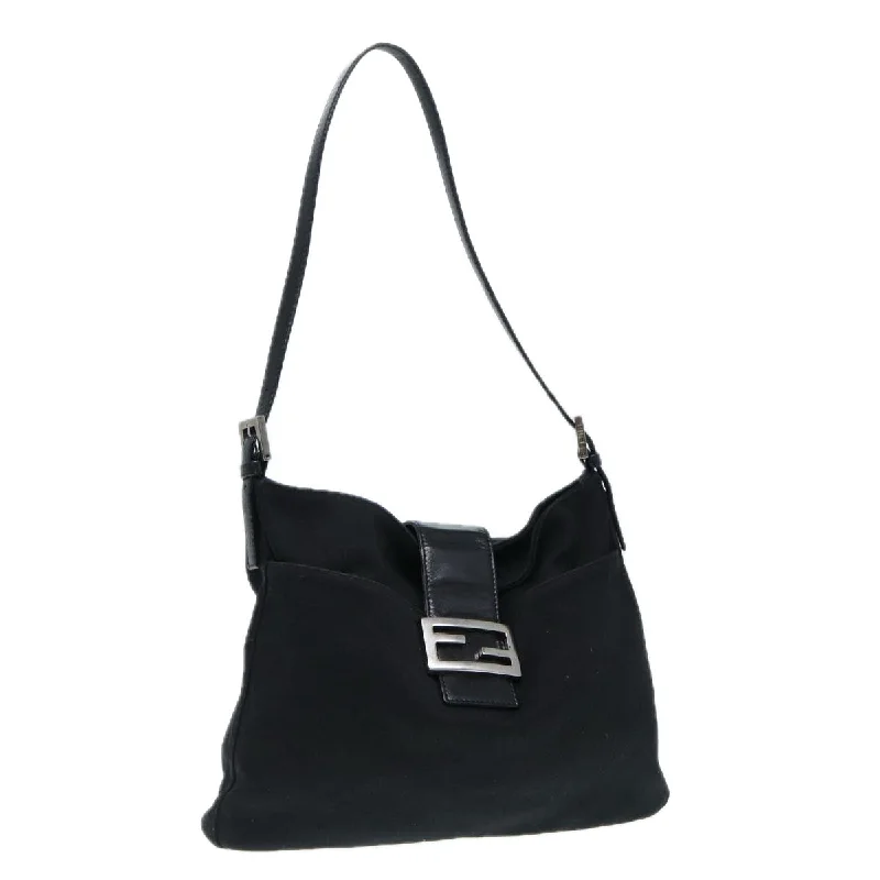 Fendi bags with a detachable mobile phone holder for on - the - go connectivityFENDI Shoulder Bag Nylon Black Silver  ep5315