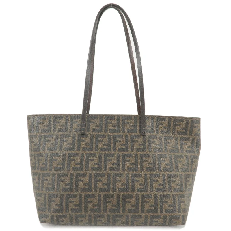 Ladies Fendi crossbody bags with a wide - width strap for enhanced comfort during long - term useFENDI Zucca Print PVC Leather Tote Bag Khaki Black Brown 8BH198