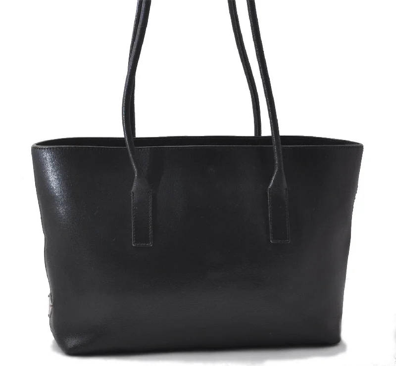 Ladies Prada Galleria bags with a textured leather surface for a more tactile lookAuthentic PRADA Leather Shoulder Tote Bag Purse Black 1020D