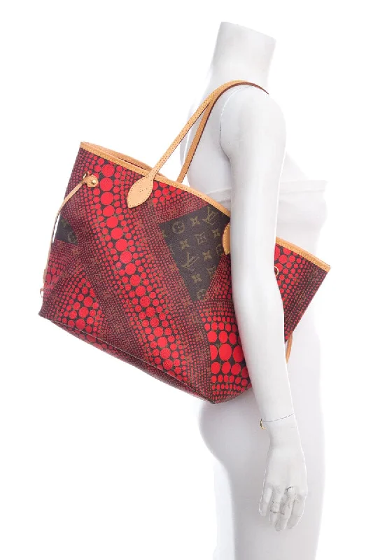 Louis Vuitton handbags with a beaded trim for a touch of glamourLouis Vuitton Brown & Red Yayoi Kusama Neverfull Handbag