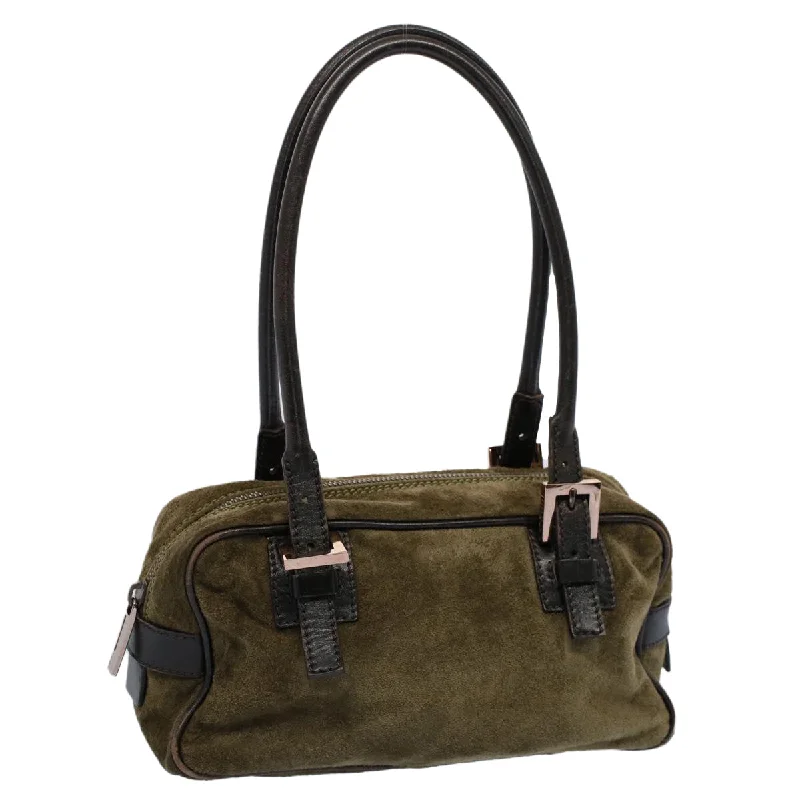 Ladies Fendi Peekaboo bags with a front - pocket organizer for quick access to essentialsFENDI Shoulder Bag Suede Khaki  ar10279