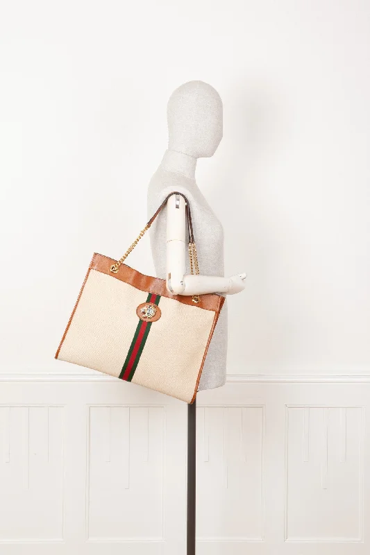 Designer bags with detachable strapsGUCCI Rajah Tote Canvas Beige