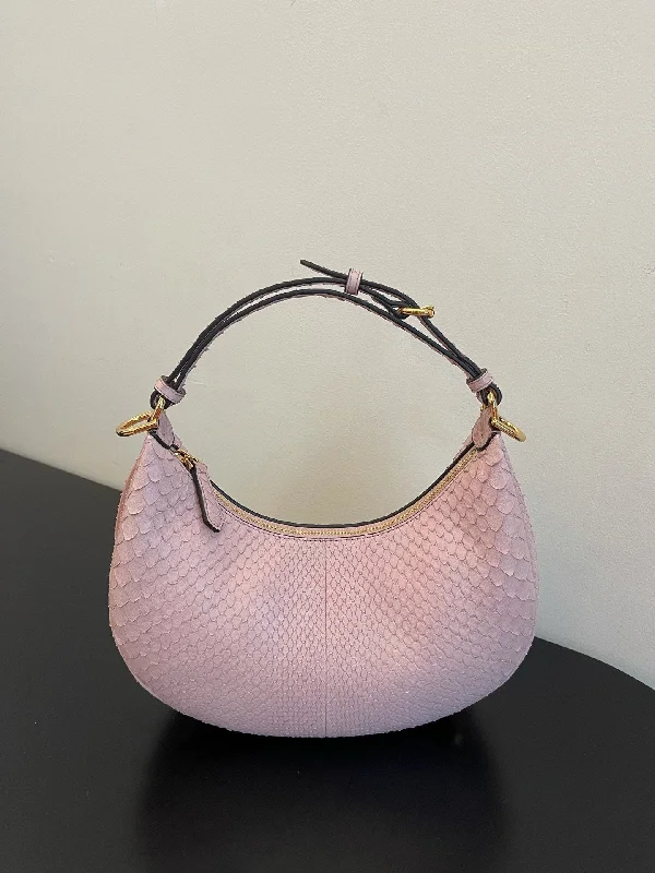 Ladies Fendi Peekaboo bags with a back - pocket organizer for better organizationFendi Fendigraphy Pale pink Python Small Bag