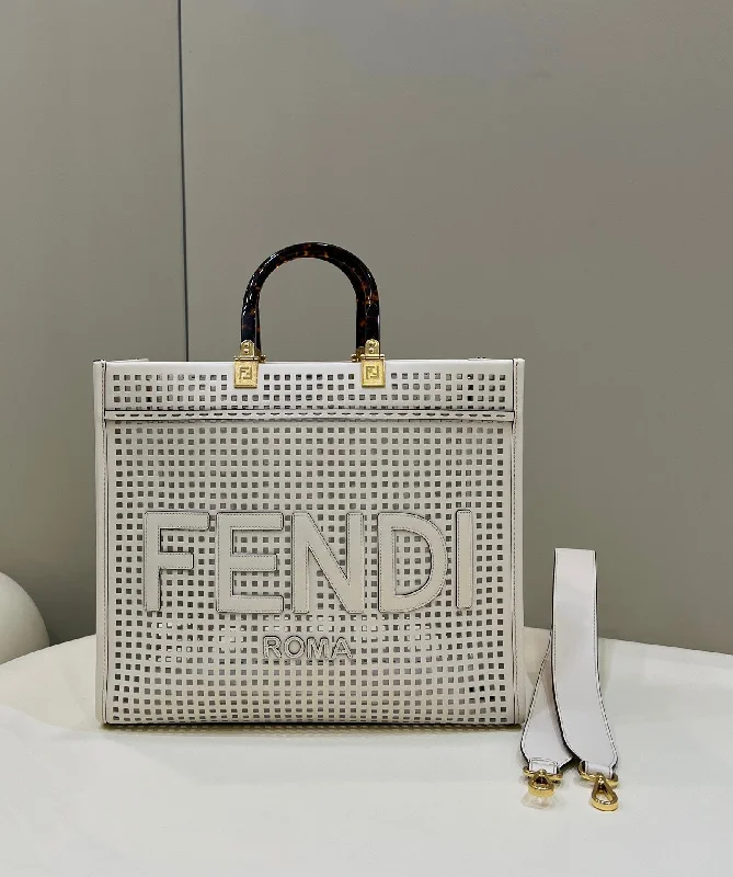 Fendi By The Way bags with a laser - cut leather detail for a modern and intricate lookFendi Fendi Sunshine Medium Two-toned perforated Bag For Woman 37cm/14.5in