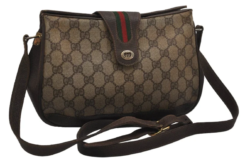 Best bags for photographersAuthentic GUCCI Web Sherry Line Shoulder Bag GG PVC Leather Brown Junk 0348K