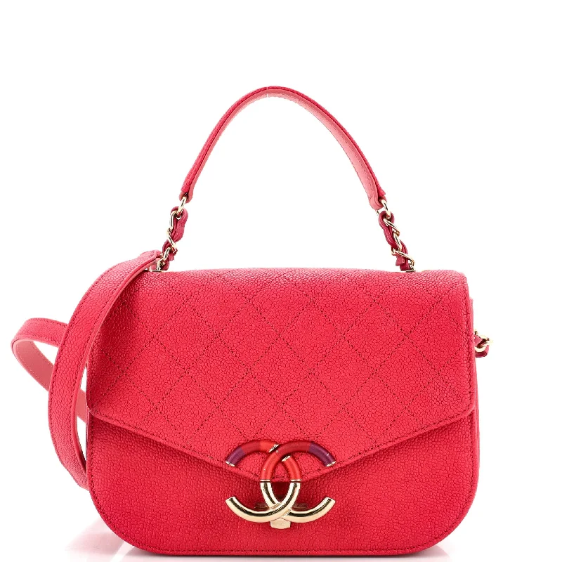 Minimalist leather handbagsThread Around Flap Bag Quilted Caviar Small