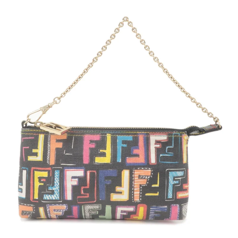 Fendi handbags with a beaded trim for a glamorous and eye - catching lookFENDI Zucca Print PVC Accessory Pouch Multi Color 8BR592