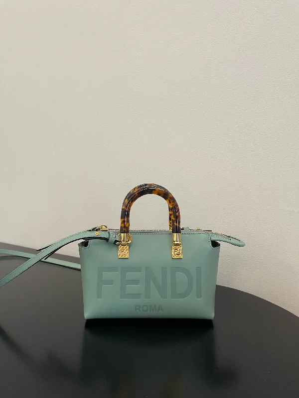 Fendi bags with a chain - link trim and a leather body for a modern and edgy lookFendi By The Way Mint Green Mini Bag