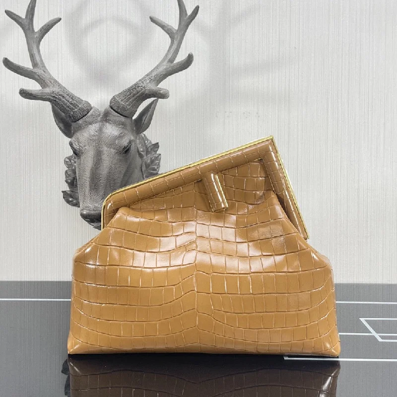 Fendi Peekaboo bags with a classic two - compartment design for organized storageFendi Fendirst Medium Brown Crocodile Bag For Woman 32.5cm/13in