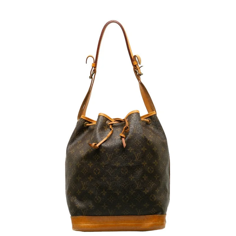 Ladies Louis Vuitton Petite Malle bags with a star - shaped charm for cutenessLouis Vuitton Monogram Noe Shoulder Bag M42224 Brown PVC Leather Lady Louis Vuitton