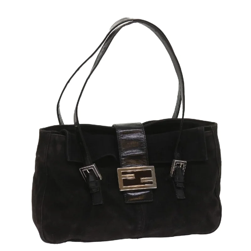 Ladies Fendi shoulder bags with a hidden magnetic pocket for discreet storageFENDI Shoulder Bag Suede Black  yk10461