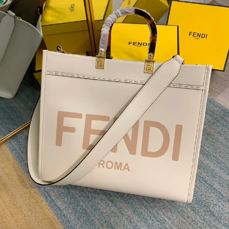 Fendi handbags with a glow - in - the - dark FF logo for a fun and unique featureFendi Sunshine Handle Bag White For Women