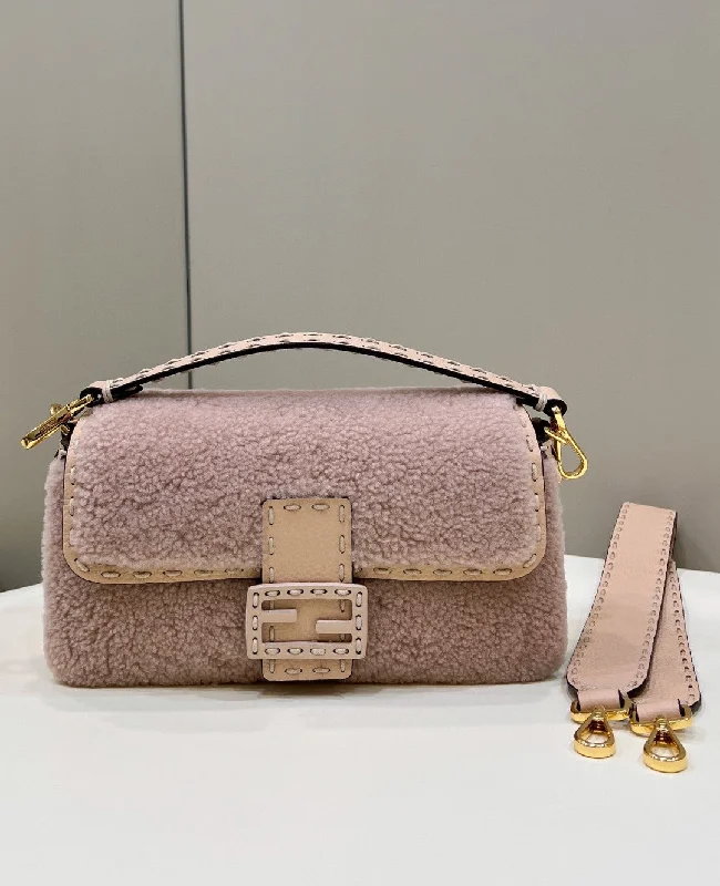 Fendi Sunshine Shopper bags with a contrast - stitched handle for a unique and stylish lookFendi Baguette Pink Sheepskin Bag For Woman 27cm/10.5in