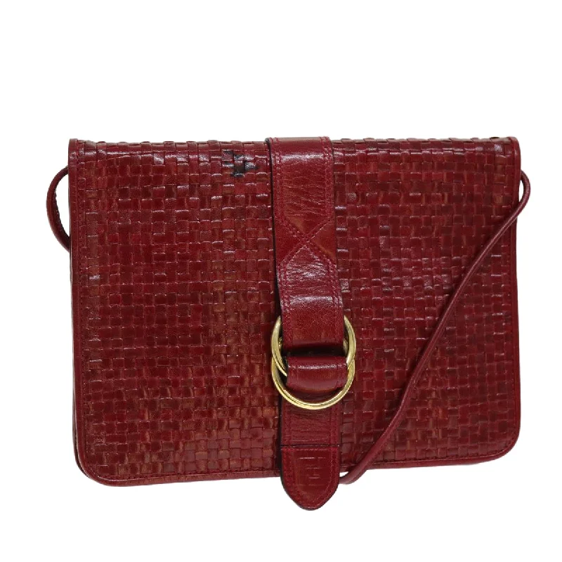 Ladies Fendi shoulder bags with a detachable key fob for easy key managementFENDI Shoulder Bag Leather Red  74127