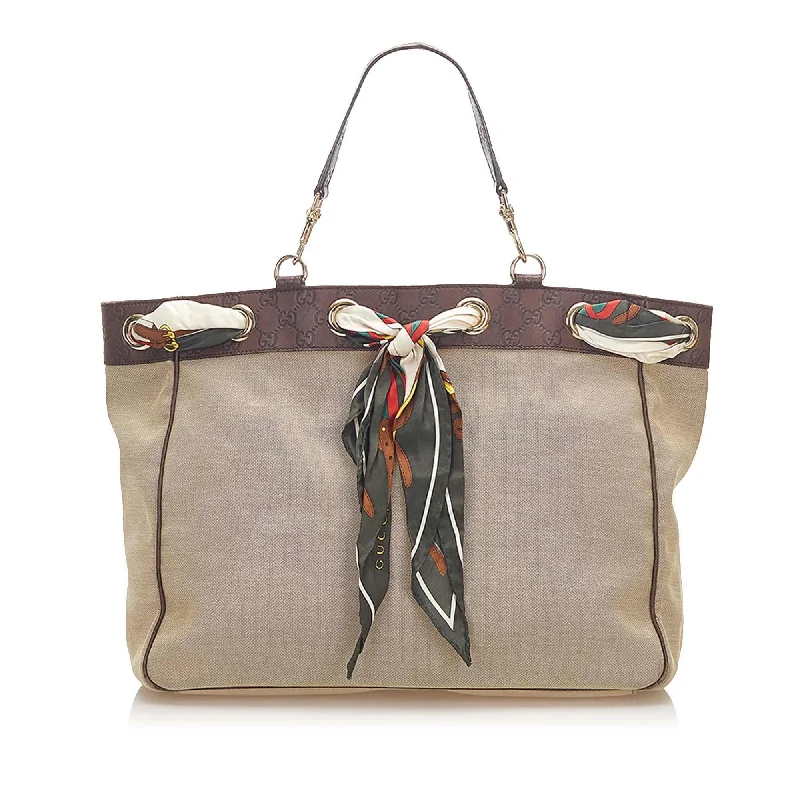 Affordable designer bag dupesGucci Positano Scarf Canvas Tote Bag (SHG-18542)