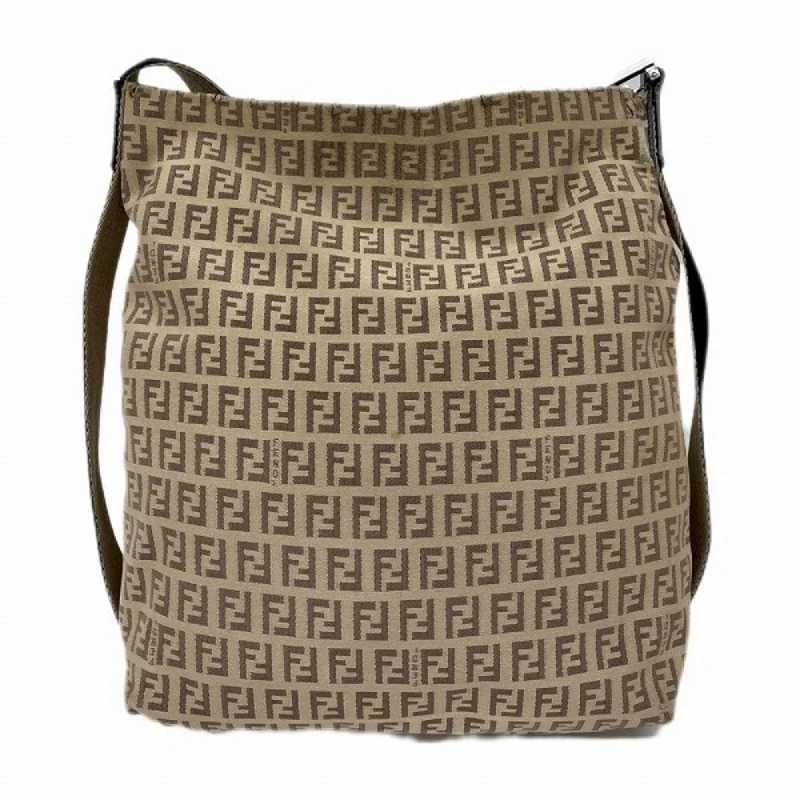 Fendi Baguette bags featuring the iconic FF logo plaque for a branded lookFENDI Zucchino 8BR318 Canvas Beige x Brown Bag Shoulder Women's