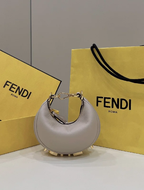 Fendi tote bags with a thermal - insulated pocket for keeping drinks hot or coldFendi Fendigraphy Beige Mini Shoulder Bag For Woman 16.5cm/6.5in