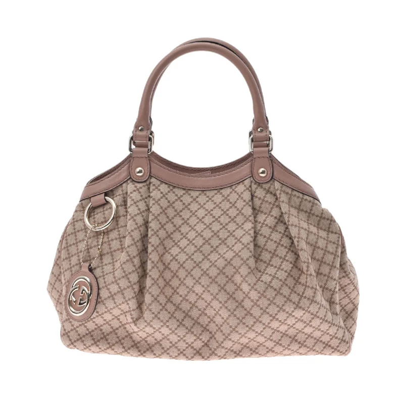 Affordable luxury bags Gucci Suki Diamante Beige/Pink Beige 211944 Ladies Canvas Leather Handbag