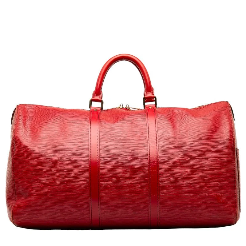 Louis Vuitton bags with a front - flap pocket for quick - access itemsLouis Vuitton Epi Keepall 50 Boston Bag M42967 Castilian Red