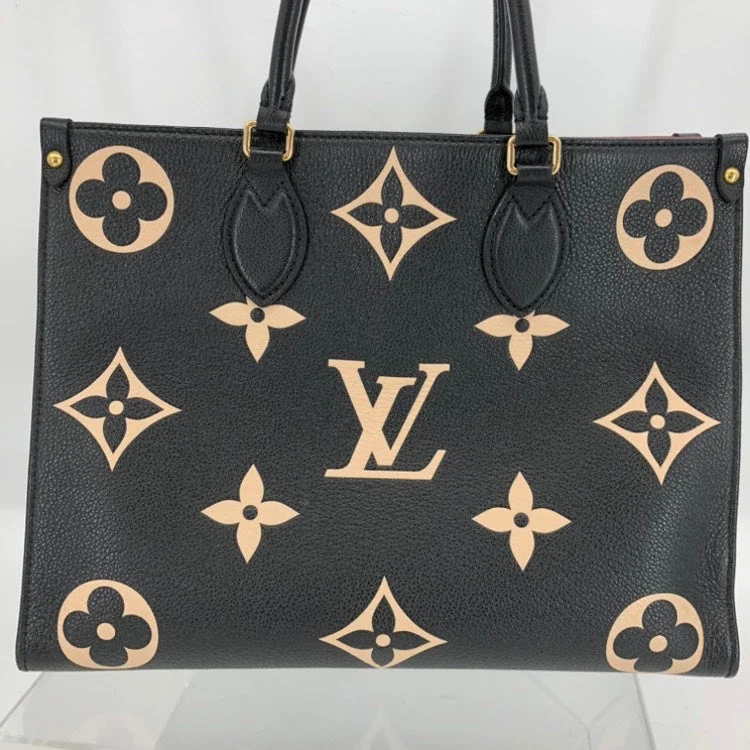 Ladies Louis Vuitton handbags with a detachable coin purse insideLouis Vuitton OnTheGo MM Tote Bag, Black, Leather