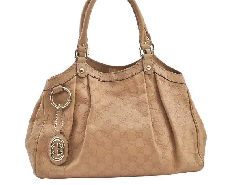 Affordable designer bag dupesAuthentic GUCCI Guccissima Sukey Shoulder Tote Bag GG Leather 211944 Beige 0083K