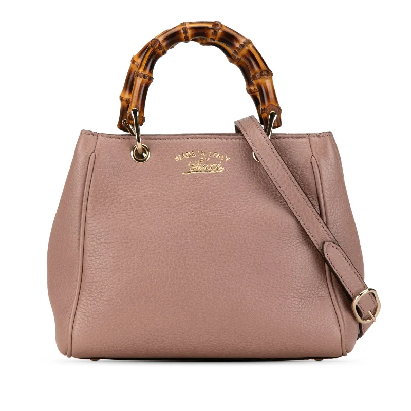 High - Capacity Celine Duffle Bags for Extended TripsPink Gucci Mini Leather Bamboo Shopper Satchel