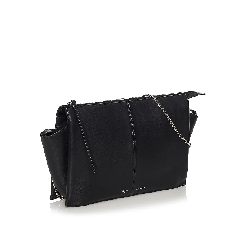 Celine Bags with RFID - Protected PocketsCeline Trifold Leather Crossbody Bag (SHG-31157)