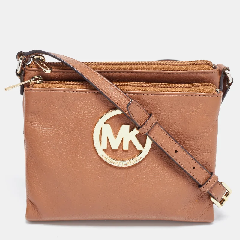 Michael Michael Kors Bags for couples traveling together in a coordinated styleBrown Leather Crossbody Bag