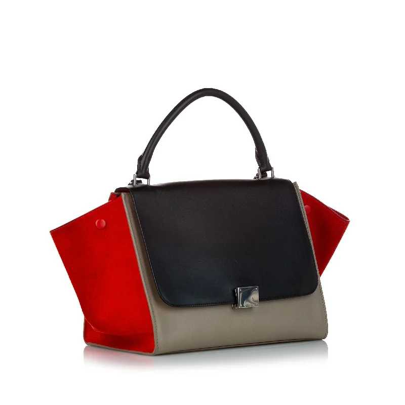 Foldable Celine Shopping Bags for Added ConvenienceCeline Trapeze Tricolor Leather Satchel (SHG-27023)