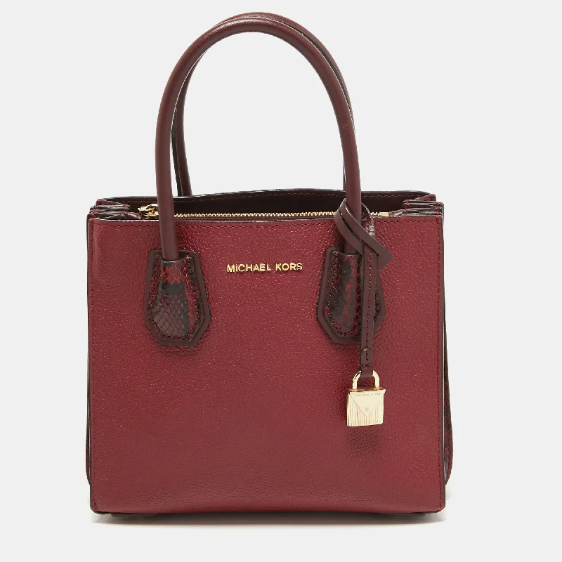 Michael Michael Kors Bags for cycling trips with a strap that won't get in the wayRed/Burgundy Leather Small Mercer Tote