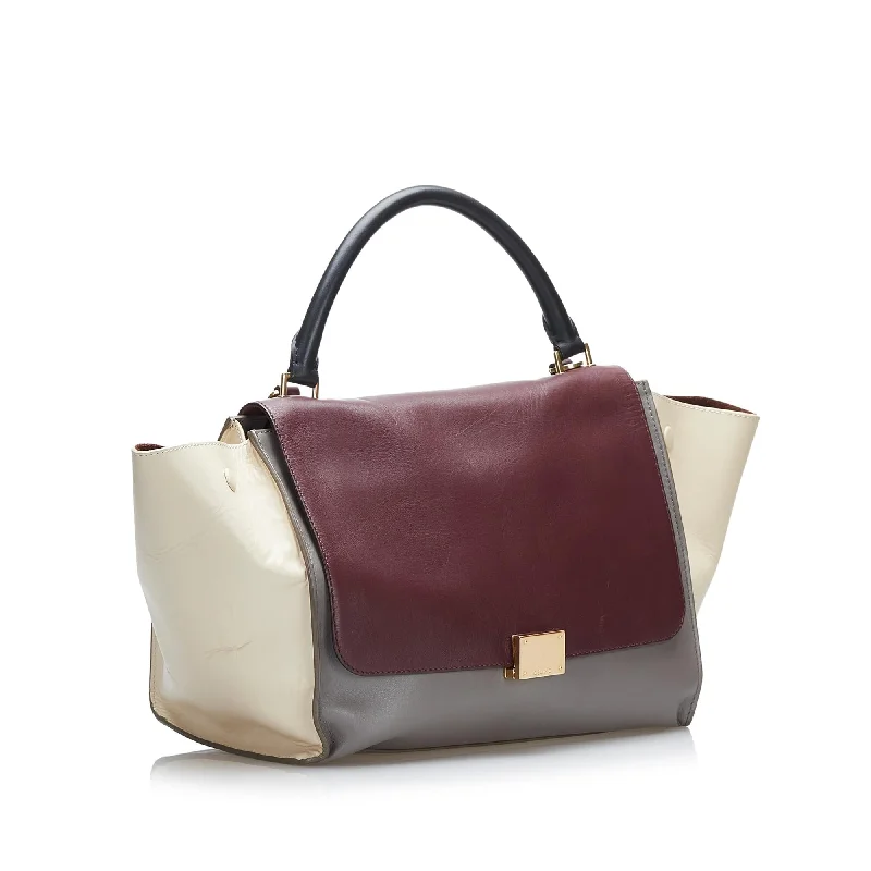 Light - Colored Celine Bags for Spring and Summer AppealCeline Trapeze Tricolor Leather Satchel (SHG-yEXSqN)