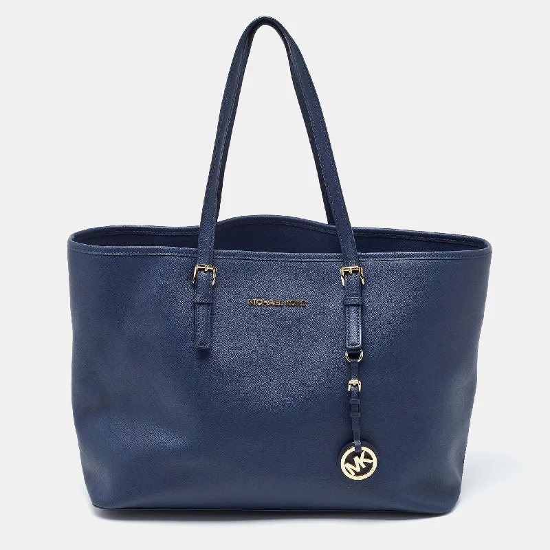 Michael Michael Kors Bags for networking events to stand out from the competitionNavy Blue Leather Large Jet Set Travel Tote