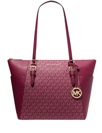 Michael Michael Kors Bags for spa days with a compartment for toiletriesMichael Michael Kors Charlotte Large Logo and Leather Top Zip Tote Bag