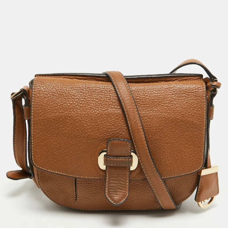 Michael Michael Kors Bags for food festivals with a design that can hold food - related itemsBrown Leather Flap Crossbody Bag