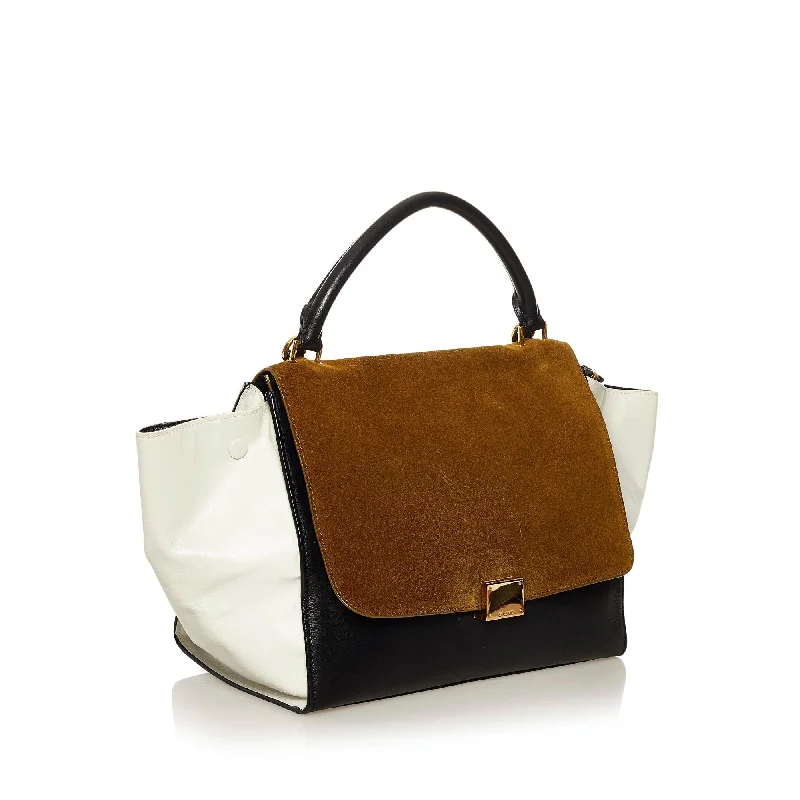 Elegant Celine Clutch Bags for Formal GalasCeline Trapeze Tricolor Leather Satchel (SHG-uaApQA)