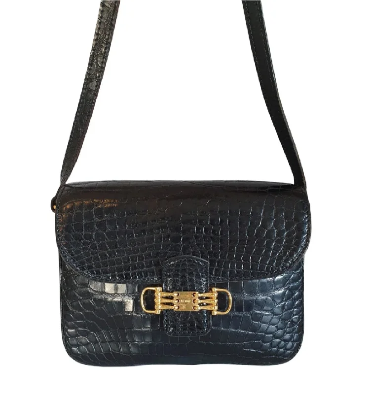 Affordable Replica - Style Celine BagsCELINE  triomphe vintage crocodile leather crossbody bag