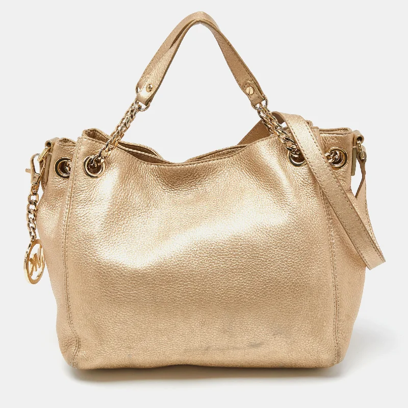 Michael Michael Kors travel bags with multiple compartmentsGold Leather Frankie Drawstring Bag