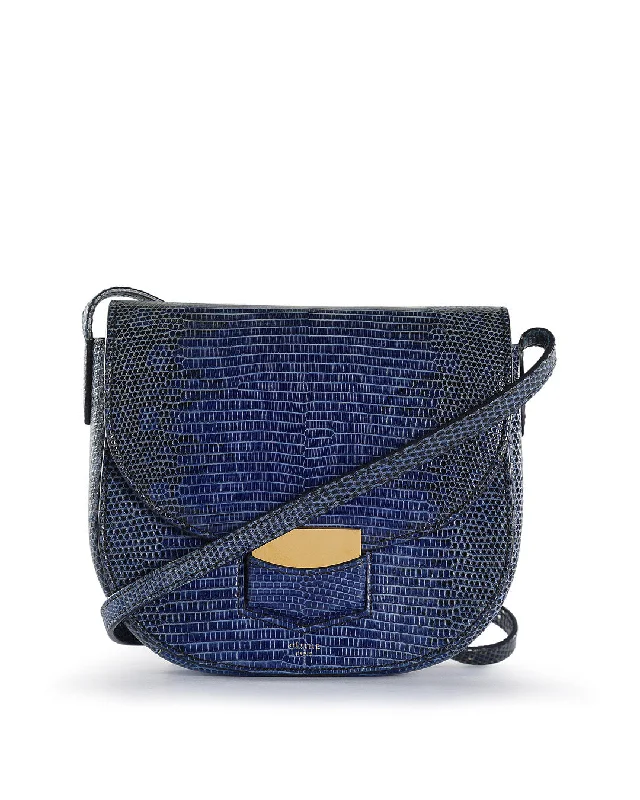 Celine Bags with Interior Dividers for Neat OrganizationCeline Blue Lizard Leather Trotteur Crossbody Bag