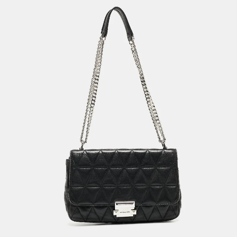 Michael Michael Kors Bags with fabric linings for a soft interiorBlack Quilted Leather Large Sloan Shoulder Bag