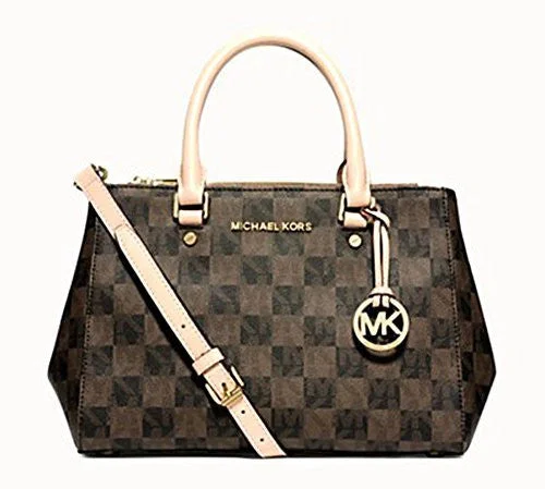 smooth leather Michael Michael Kors handbags for a sleek lookMichael Michael Kors Sutton Blk/brn Sm Satchel